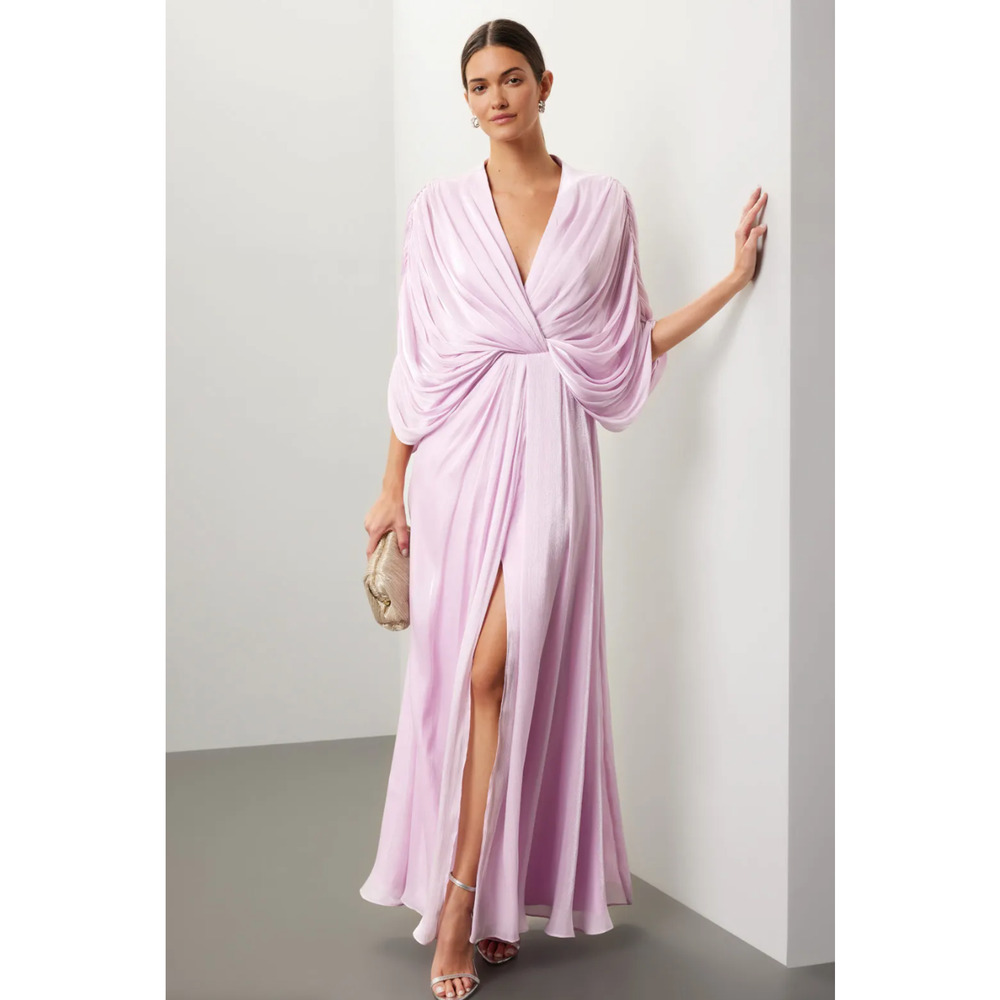 Badgley Mischka Pink Drape Dolman Gown Size 12 - Picture 2 of 9